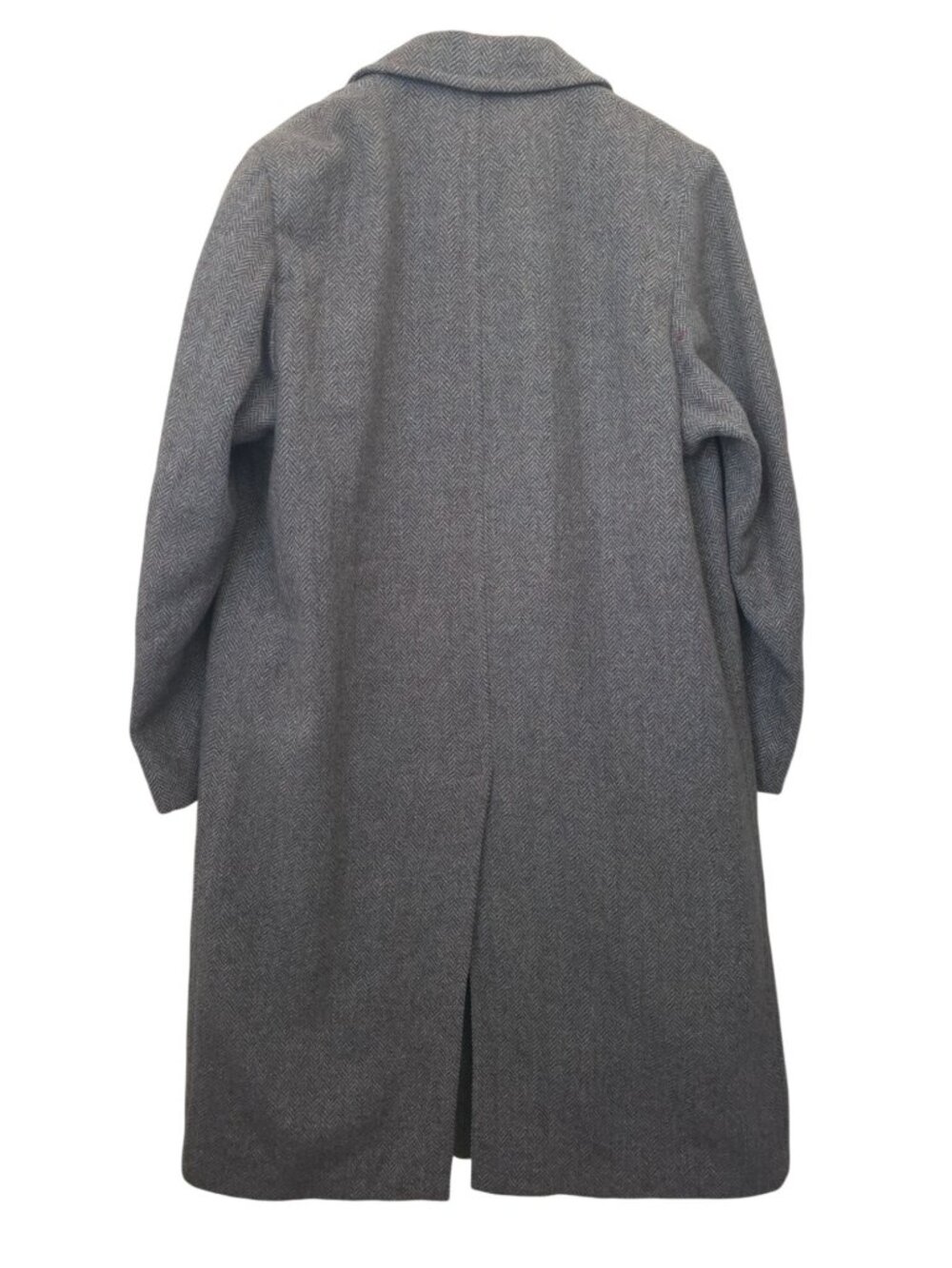 Vintage Sony Studios Wardrobe x STANLEY Gray Herringbone Wool Overcoat Sz 40 - Picture 2 of 11